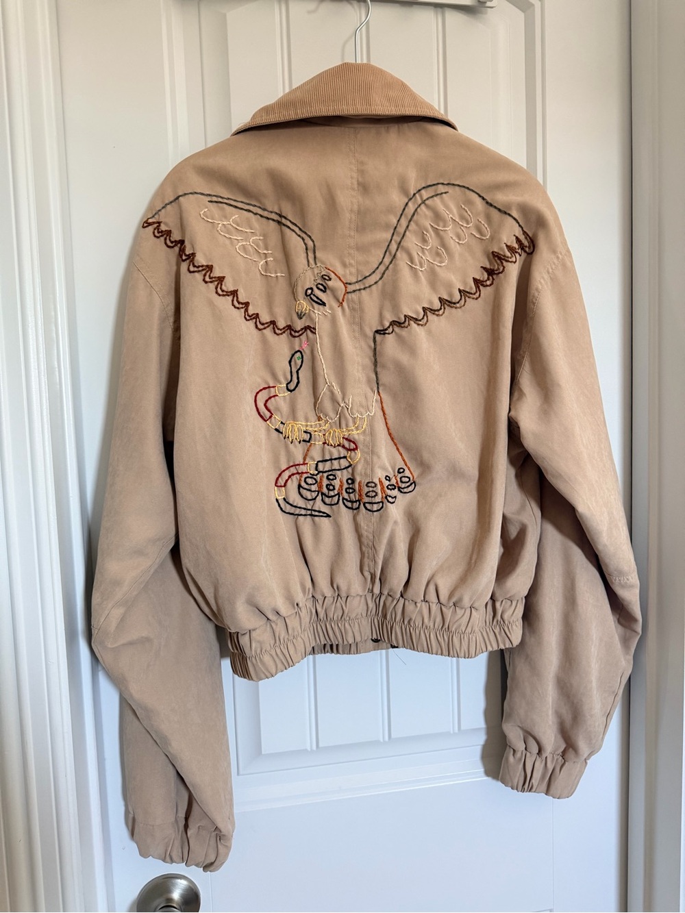 Embroidered Eagle Barn Jacket beige size small